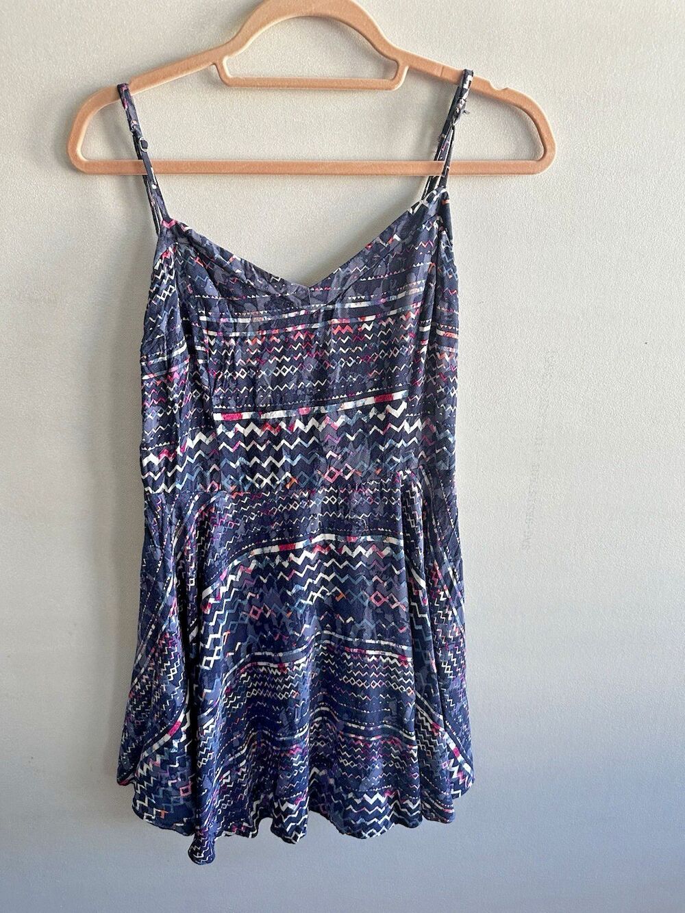 Aeropostale Mini Dress L Womens Geometric Aztec Sundress Artsy Multicolor Summer